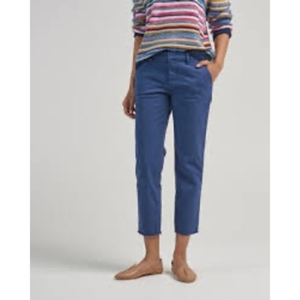 FRANK & EILEEN Rare Classic Blue Wicklow Coastal Preppy Chino Pants Raw Hem Sz 6